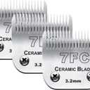 3pcs 7FC Blades Dog Grooming Replacement Blades Compatible with Andis Dog Clipper,Ceramic Blade & Stainless Steel Blade