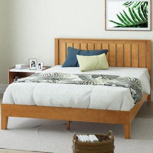 Zinus Alexis Deluxe Wood Platform Bed Frame with Headboard, Wood Slat Support, No Box Spring Needed, Easy Assembly, Rustic Pine, Queen