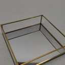 Sooyee Gold Tray Mirror, Square Mirror Tray can Hold Jewelry, Perfume, Makeup, Breakfast, Tea, Food, Magazine and More, Decorative Tray for Vanity, Dresser, Bathroom, Bedroom, Office, Garden, Coffee Table (8x8)