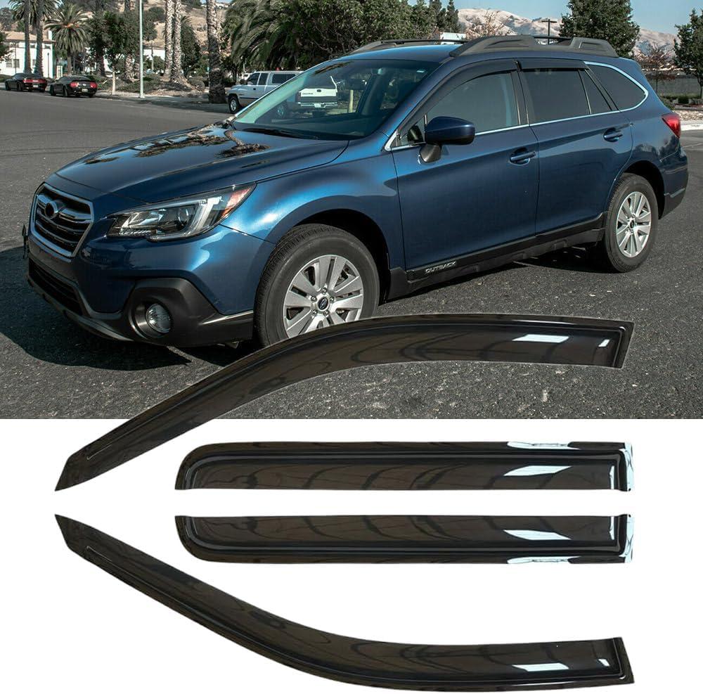 Original 4pcs Wind Deflector, Outside Mount Tape-On Waterproof Protective Rain Guards, Sunroof Side Window Visors Compatible with 2015-2019 Subaru Outback 94376