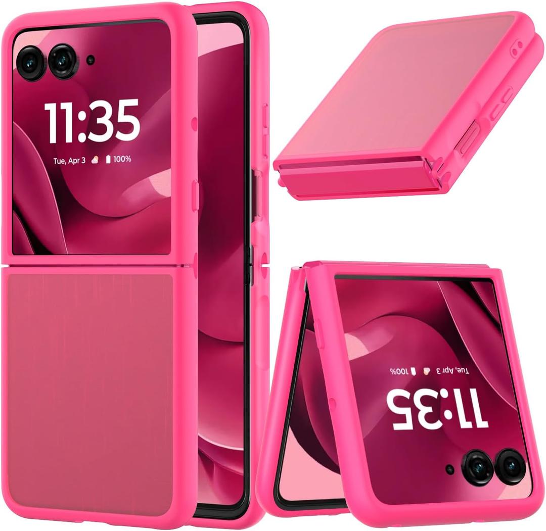 Case for Motorola Razr Ultra 2025/Razr Ultra 2026 Phone Case,Slim-Fit Hard PC Bumper Shockproof Silicone Protective Cases,Hot Pink