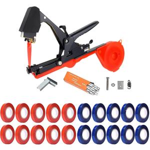 Plant Tying Machine,Plant Vine Tying Machine Tool with 10000pcs Staples 20 Rolls Tape Plant Tape Gun for Grapes, Raspberries,Tomatoes and Vining Vegetables Tying Tool Black