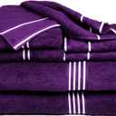 Lavish Home Rio 100% Cotton Towel Set - Eggplant, Medium, 8 Piece