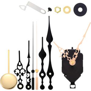 Quartz Pendulum Clock Movement DIY Wall Mechanism Repair Parts Replacement with 3 Different Pairs of Hands, 5/16 Inch Maximum Dial Thickness, 4/5 Inch Total Shaft Length