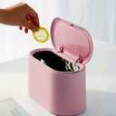 LTWQLing Mini Trash Can with Lid - Removable Small Garbage Can, Tiny Plastic Trash Bin, Pop Up Countertop Wastebasket, Counter Garbage Lint Bin for Bathroom,Office,Kitchen,Desk,Coffee Table(Pink)