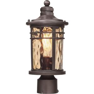 Darkaway Outdoor Post Light,Lamp Post Light Fixture, Waterproof Aluminum Housing with Amber Ripple Glass for Garden Patio Pathway Entry, Bronze-Amber Ripple Glass, Medium, 1Pack