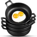 4 Pack Mini Cast Iron Skillets 5 x 5 x 1.3 Inch Cast Iron Pan Small Skillets Cookware Set Black Casserole Dish Mini Ramekin Oven Safe for Indoor Outdoor Baking Roasting Cooking Grilling Picnic