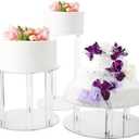 Jusalpha 3 Tier Large Acrylic Glass Round Wedding Cake Stand, Food Display Stand, Cupcake Stand, Dessert Display Platter WCS02 (Large (10'' 12'' 13.5''))