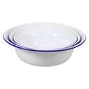 4 pcs White Enamel Soup Bowls Set Vintage Food Basins Sturdy Enamelware for Kitchen Dining and Serving