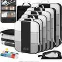 10 Set Compression Packing Cubes for Travel Essentials,Compressible Expandable Packing Cubes for Suitcase,OlarHike Luggage Organizer Bags for Travel,Handy Helper for Organizing Clothes(Black), 11.02"L x 6.89"W x 4.3"H