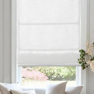 Roman Shades, 70% Blackout Cordless Pull Down Roman Blinds with Lining, Thermal Insulation for Living Dining Room Home Office Window Treatment, Light Filtering White Customize Size