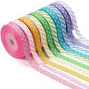 LaRibbons 3/8 Inch 100 Yards Grosgrain Ribbon Set 10 Yd/Roll 10 Rolls Striped and Polka Dot Spring Easter Craft Ribbon for Gift Wrapping Floral Bouquets Wedding Party Decoration