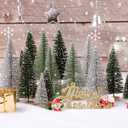 30Pcs Christmas Decorations Mini Christmas Trees, Artificial Christmas Tree Bottle Brush Trees with Wooden Base for Christmas Decor Christmas Party Home Table Craft
