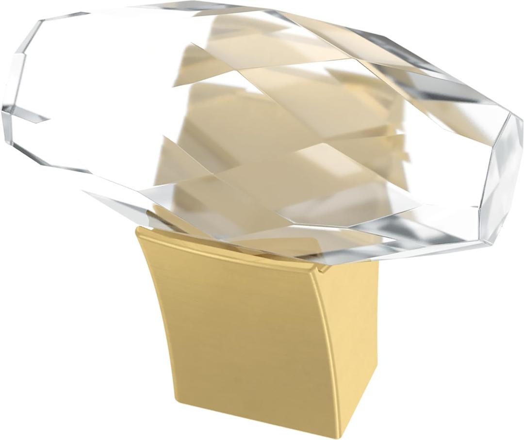 Franklin Brass Cut Glass Oval (4-Pack) Cabinet Knobs Modern Gold Hardware for Kitchen, Drawer Pulls, Dressers, Closet Door 1-1/2' P40857K-117-C