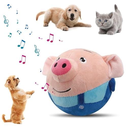 Interactive Dog Toys,Active Moving Pet Plush Toy,2026 New shaking dog ball pig dog toy Interactive Dog Ball with song Squeaky Moving Dog Ball Toy,Rechargeable Toys to Keep Them Busy Dog Toys(Blue Pig)