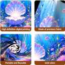 7x5FT Mermaid Backdrop Under The Sea Party Decorations, Underwater Ocean Scene with Giant Shell & Pearl, Coral Reef Fish Aquarium Background for Photography Kids Birthday Baby Shower