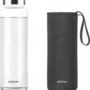 Glass Water Bottle 32 oz, Borosilicate Wide Mouth Glass Water Bottle with Neoprene Sleeve, BPA-Free Leak Proof Reusable for Hot Cold Drinks, Work, Gym, Home, 1 Pack