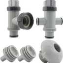 Above Ground Pool Parts Kit, Pump Part with Split Plunger Valve, Plunger Valve, 1.5" Inlet Water Nozzle, 1.25" Outlet Strainer, Pool Hose Adapter (WT-070)