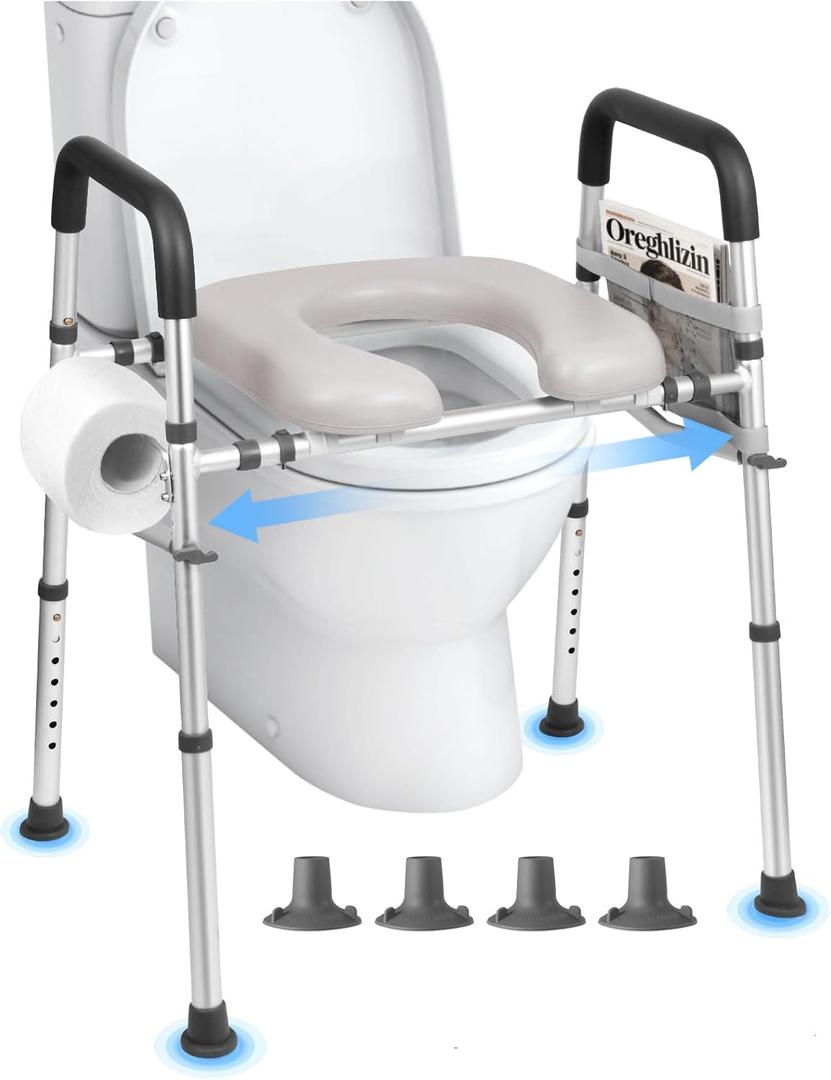 Heavy Duty Raised Toilet Seat 500lbs,Toilet Seat Risers for Seniors,Handicap Elevated Toilet Seat Adjusted Height & Width for Elderly, Pregnant, Fit Any Toilet (Oversize)