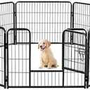 Sweetcrispy Dog Playpen Indoor - Pet Fence Puppy Exercise Pen for Yard Gate 8 Panel 24” Height Heavy Duty Crates with Doors Metal Dog Pen for Camping, RV, Outdoor, Small/Medium Pets