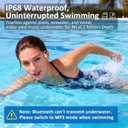 Swimming Headphones Soft Silicone, IP68 Waterproof Bone Conduction Headphones, 32GB MP3 Player & Bluetooth 5.4 Wireless Sport Earbuds, Secure Open Ear for Swimming, Running, Sports（Beige）