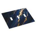 Qwrvxjis Navy Blue Goldabstract Marble Light Switch Cover 3 Gang Triple Toggle Minimalist Luxury Glitter Decorative Switchplates Electrical Faceplate Wall Plate Dimmer for Home Bathroom Kitchen