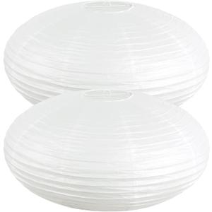 Retisee 2 Pcs Oval Paper Lanterns Pendant Lamp Shade Hanging Chinese Japanese Lantern China Ball for Party Supplies Bridal Shower Decoration Anniversary Birthday, Easy to Assemble (White,24 Inch)