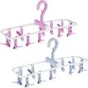 ZACI 2 Pack Clothes Drying Rack,12 Clips Laundry Drying Rack Folding Sock and Underwear Plastics Hanger