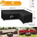 Kipiea Patio L-Shaped Sectional Sofa Cover, 420D Heavy-Duty Oxford Fabric Outdoor Sectional Cover with 6 Windproof Buckles, Anti UV and No Tears, No Fading (114Lx88Lx33.5Dx31H/24H inch)