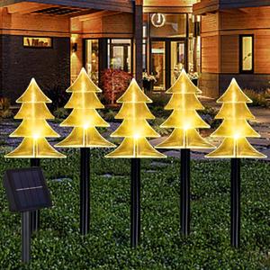 Solar Powered Christmas Tree Lights - Outdoor Waterproof, 5 Pack Decorative Lights for Garden, Yard, Pathway, Park, Wedding
