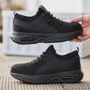 Ulogu Steel Toe Shoes for Women Men Wide Toe Box Work Shoes Waterproof Safety Sneakers Non Slip Thick Sole Black 12.5 Wide Women/10.5 Wide Men