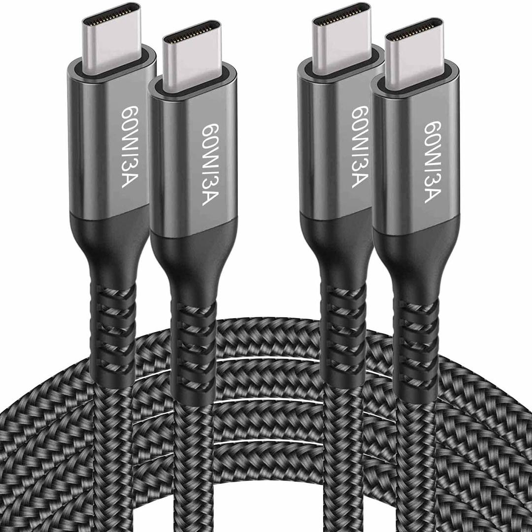 USB-C to USB-C Cable (15FT 2PACK 60W) Long Cable,Fast Charging Cord for iPhone 15 Pro,Samsung Galaxy S23/S22/Z Fold 3,Note 20 Ultra/10 Lite,Google Pixel 6 Pro,OnePlus 9 Pro,Sony Xperia 5,Dual Type-C (Grey)
