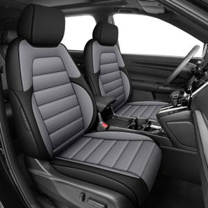 AOMSAZTO Seat Covers for Honda CRV 2017 2018 2019 2020 2021 2022 Faux Leather Full Set Car Seat Cover for Trucks SUV, Waterproof Car Seat Cushion (Black/Gray)