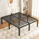 ROIL 14 Inch California King Size Bed Frame with Mattress Slide Stopper - Double Black Anti Squeak Steel Slats Metal Platform, Heavy Duty Noise Free, No Box Spring Needed
