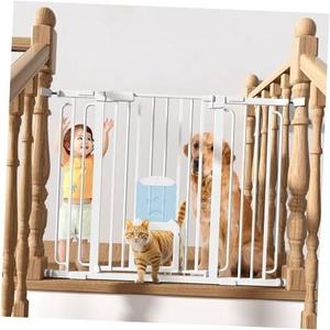Baby Gate with Cat Door - 36'' Tall Dog Gate with Cat Door for Doorways Stairs 30.5''-47.25'' Pressure Mounted Metal Auto Close Baby Gate with Pet Door