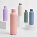 Insulated Stainless Steel Water Bottle, 17 oz (500 ml), Double Wall Vacuum, Keeps Drinks Cold 24 Hrs & Hot 12 Hrs, Leakproof, BPA Free, Slim Bottle for Travel, Gym & Work (Dusty Rose)
