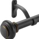 36-72 Inches Curtain Rods for Window, Vimayta 1 Inch Diameter Drapery Rod with Resin Finials, Ideal Adjustable Heavy Duty Single Curtains Rod for Bedroom, Living Room Decoration, Matte Black