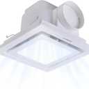 8-Inch Bathroom Exhaust Fan with 3000K/4500K/6000K LED Light | 15W 1200LM 110 CFM Bathroom Ventilation Fan, 1.0 Sones Ultra-Quiet Exhaust Fans for Ceiling Mount Cutout 8''x8''