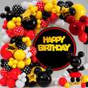 ALL-IN-1 Red Black Yellow Balloon Arch Kit with BONUS Gold Stars for Cartoon Birthday Party Decorations - Different size Balloons in Red Yellow and Black color for Birthday Decorations