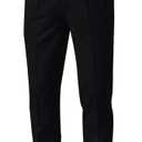 SNOLY Men's Winter Retro Woolen Gurkha Pant Straight Flat Front Chino High Waist Tapered Leg Rolled Pants,Two Styles (Large, 1#black)