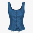 American Trends Women Pirate Renaissance Vest Cosplay Costume Waistcoat Halloween Steampunk Gothic Medieval Bodice XL Blue