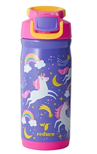 Reduce Hydrate Pro Kids 14oz Stainless Steel Insulated Water Bottle w/Straw – Spill Proof Tumbler for Kids – 30 Hour Cold Retention – Dishwasher Safe Leak-Proof Design - Unicorn Magic