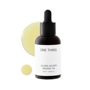 ONE THING Jojoba Golden Organic Oil 1.69 Fl Oz | Moisturizing Natural Oil for Face Body Hair Nails Dry Rough Skin | Cold Pressed, Unrefined | Refine Pores, Barrier Repair, Exfoliate | Korean Skincare