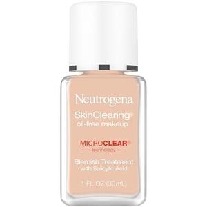 Neutrogena SkinClearing Oil-Free Acne and Blemish Fighting Liquid Foundation with.5% Salicylic Acid Acne Medicine, Shine Controlling Makeup for Acne Prone Skin, 30 Buff, 1 fl. oz