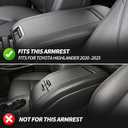 Center Console Armrest Cover Compatible with Toyota Highlander | for Highlander 2025 2024 2023 2022 2021 2020 Accessories, Anti-Scratch PU Leather Arm Rest Lid Protective Pad, Black