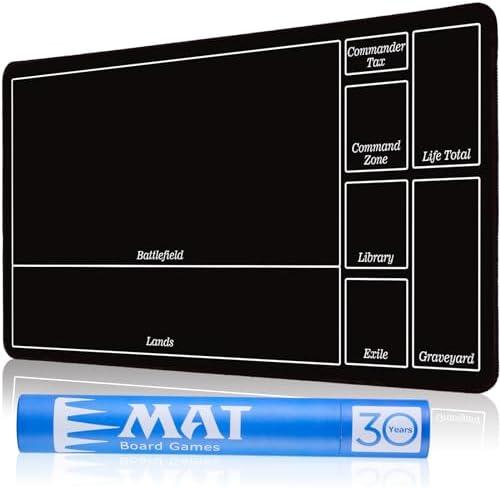 Biouai Playmat for MTG Magic The Gathering - Stitched Play Mat with Tube Case for MTG Card Game Playing (Black A)