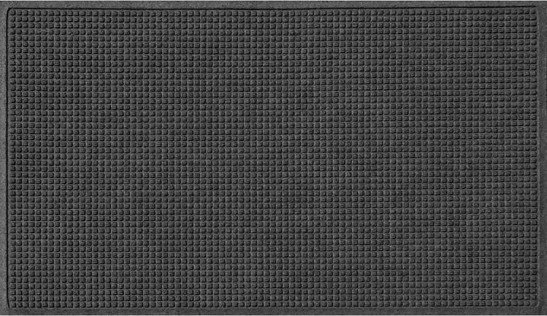 Bungalow Flooring Waterhog Door Mat, 2' x 3' Made in USA, Durable and Decorative Floor Covering, Skid Resistant, Indoor/Outdoor, Water-Trapping, Squares Collection, Charcoal (1'11" x 2'11" (Rectangular), Charcoal)