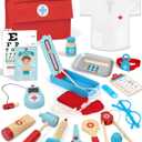 Lehoo Castle Doctor Kit for Toddlers 3-5, Kids Doctors Play Set, Pretend Play with Doctor Costume Toy Stethoscope Medical Kits for Girls Boys 3 4 5