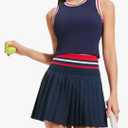 Two Piece Tennis Skirt Set for Women High Waisted Pleated Athletic Golf Skirt Sets Women 2 Piece Outfits with Pockets M