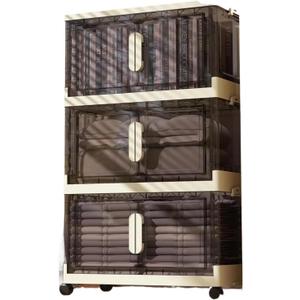 3 Packs of Wheeled Storage Bins with Lids - 78 Quart ABS Storage Containers (Black)